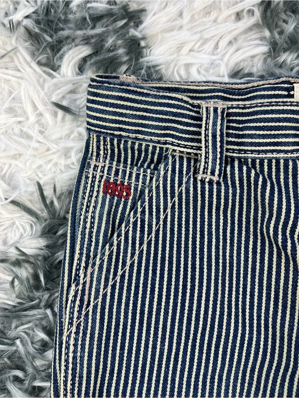 NWT Oshkosh B’gosh Kids Toddler Carpenter Jeans Blue White Hickory Striped 24M